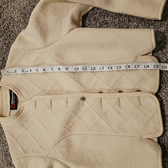 STUNNING VINTAGE GIESSWEN Women's Cream Quilted Wool Crop Jacket - Picture 4 of 7